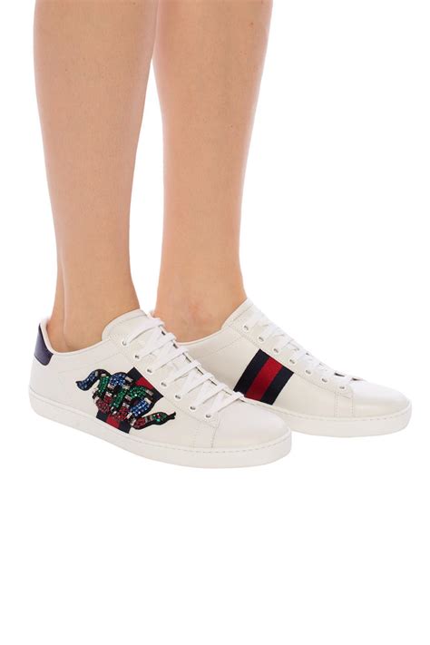 white gucci sneakers with flowers|Gucci bedazzled sneakers.